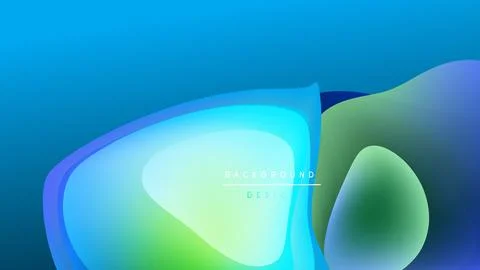 Abstract fluid shapes blend, creating vibrant blue, green gradients. Background Illustrazione stock
