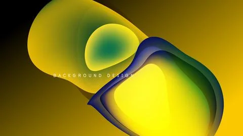 Abstract fluid shapes blend, creating dynamic yellow, blue, green gradients. Stock Illustration