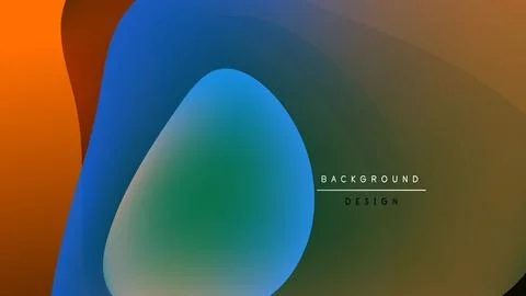 Abstract fluid shapes blend, creating vibrant color gradients. Dark background Stock-Illustration