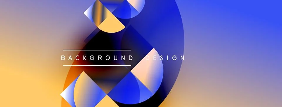 Abstract fluid shapes blend, creating vibrant gradient background. Orange, bl Illustrazione stock
