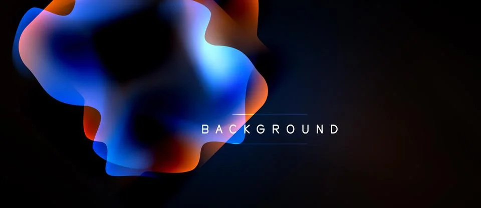 Abstract fluid shapes blend, creating vibrant color gradients. Dark backgroun Stock Illustration