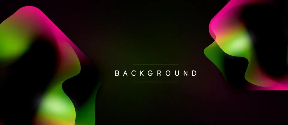 Abstract fluid shapes blend, creating vibrant pink, green, yellow gradients. Stock Illustration