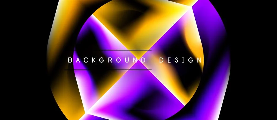 Abstract fluid shapes blend, creating vibrant orange, purple gradients. Text Stock Illustration