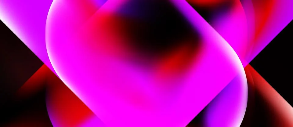 Abstract fluid shapes blend, creating vibrant pinks, reds, purples. Dark Stock Illustration