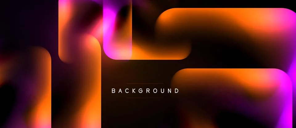 Abstract fluid shapes blend vibrant orange, pink, purple hues. Dark backgroun 스톡 일러스트