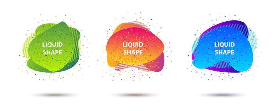 Abstract fluid shapes design gradient banner set. Modern geometric organic sp Stock Illustration