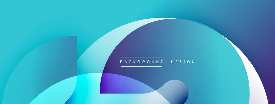 Abstract fluid shapes overlap, creating dynamic blue gradient background. Modern Stock Illustration
