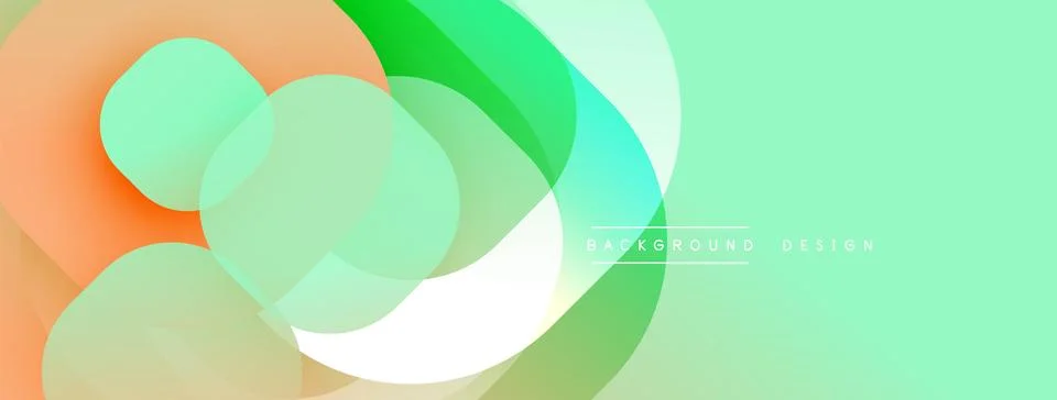 Abstract fluid shapes overlap, creating vibrant color gradients. Mint background Stock Illustration