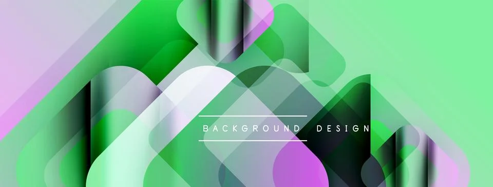 Abstract fluid shapes overlap, creating vibrant green, purple gradients. Modern Stock Illustration