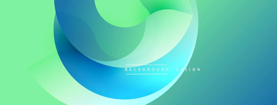 Abstract fluid shapes overlap, creating dynamic gradient background. Light green Illustrazione stock