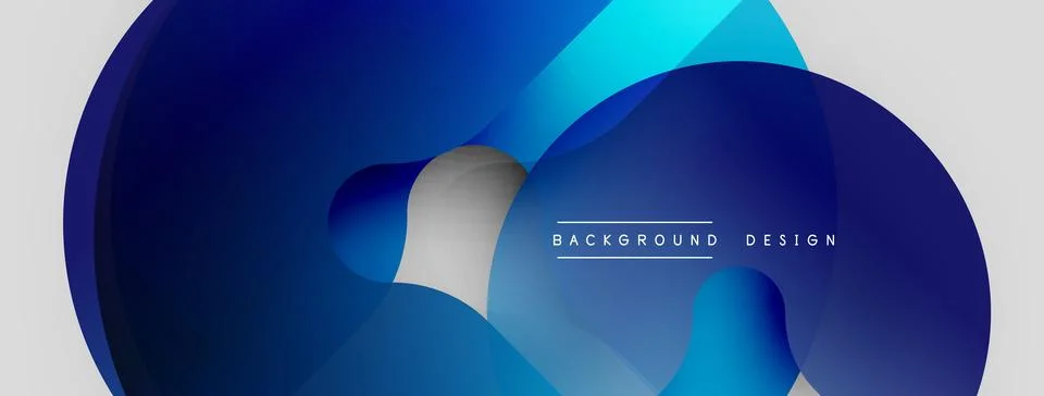 Abstract fluid shapes overlap, creating dynamic blue gradient effect. Minimalist 库存插图