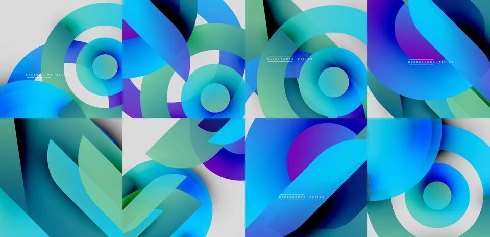 Abstract fluid shapes overlap, creating vibrant blue, green gradients. Modern 스톡 일러스트