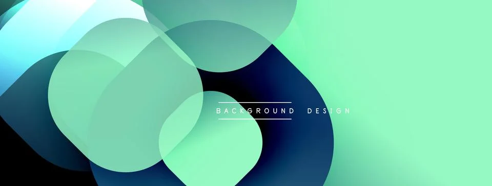 Abstract fluid shapes overlap, creating vibrant gradient background. Mint, blue Stock Illustration