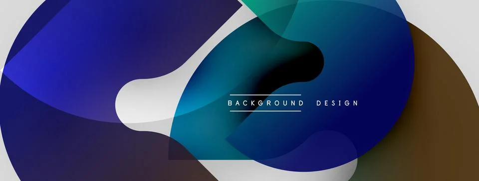 Abstract fluid shapes overlap, creating dynamic blue, white, brown composition. Stock Illustration