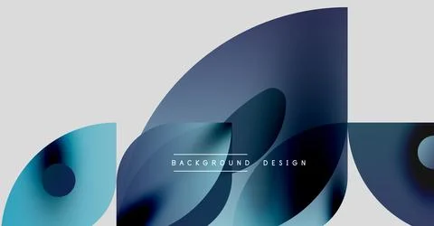 Abstract fluid shapes overlap, creating dynamic blue gradients. Minimalist Illustrazione stock