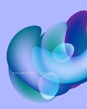 Abstract fluid shapes overlap, creating vibrant blue, purple gradients. Illustrazione stock