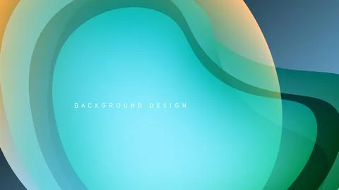 Abstract fluid shapes overlap, creating vibrant gradient background. Turquoise, Stock Illustration