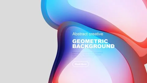 Abstract fluid shapes overlap, creating vibrant color gradients. Text block Stock Illustration
