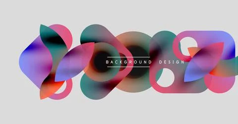 Abstract fluid shapes overlap, creating vibrant color blends. Text reads Stock Illustration