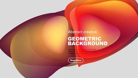 Abstract fluid shapes overlap, creating vibrant color gradients. Text block Stock Illustration