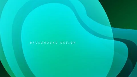 Abstract fluid shapes overlap, creating vibrant teal, green gradients. Dark Illustrazione stock