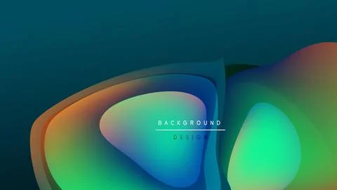 Abstract fluid shapes overlap, creating vibrant color gradients. Dark background Illustrazione stock