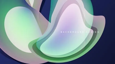 Abstract fluid shapes overlap, creating soft color gradients. Background is dark Stock Illustration