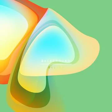 Abstract fluid shapes overlap, creating vibrant color gradients. Soft hues blend Stock-Illustration