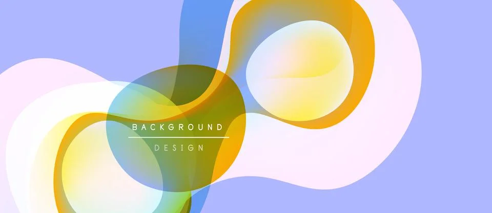 Abstract fluid shapes overlap, creating vibrant color gradients. Soft pastel 库存插图