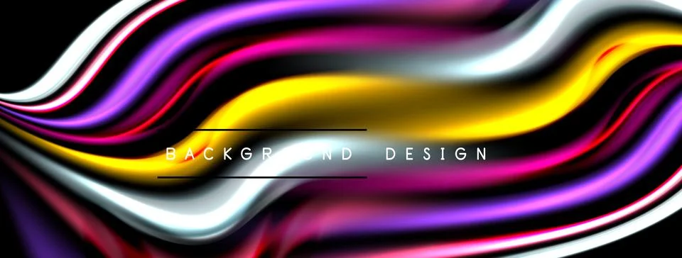 Abstract fluid shapes overlap, creating vibrant colorful waves. Background 库存插图
