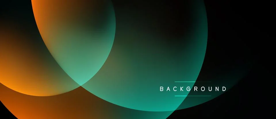 Abstract fluid shapes overlap, creating vibrant gradients. Dark background Stock Illustration