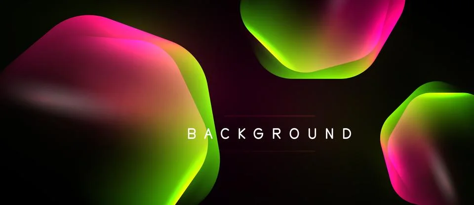Abstract fluid shapes overlap, creating vibrant color gradients on black Stock Illustration