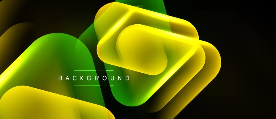 Abstract fluid shapes overlap, creating vibrant yellow, green gradients. Dark 스톡 일러스트