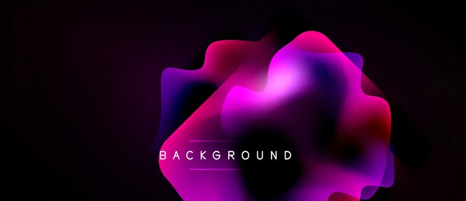 Abstract fluid shapes overlap, creating vibrant magenta, blue hues. Dark Stock Illustration
