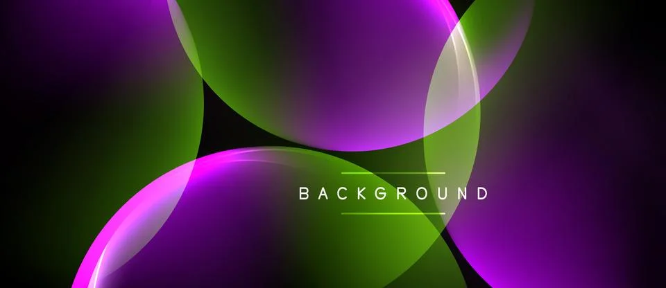 Abstract fluid shapes overlap, creating vibrant purple, green gradients. Dark Stock Illustration