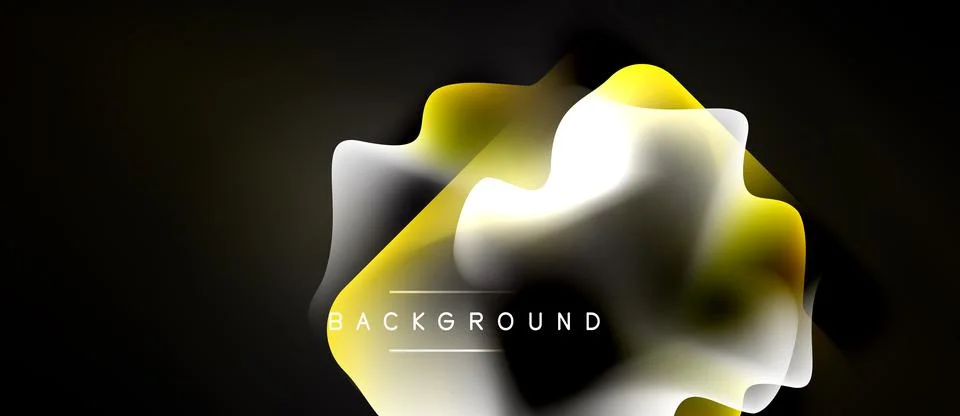 Abstract fluid shapes overlap, creating dynamic yellow, white gradients on da Illustrazione stock
