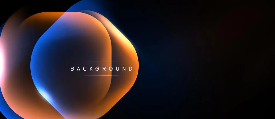 Abstract fluid shapes overlap, creating vibrant orange, blue gradients. Dark Stock Illustration