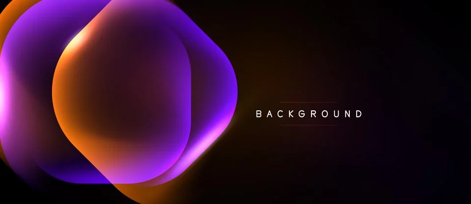 Abstract fluid shapes overlap, creating vibrant orange, purple gradients. Dar Illustrazione stock
