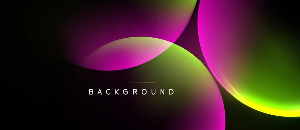 Abstract fluid shapes overlap, creating vibrant color gradients. Dark backg.. Illustrazione stock
