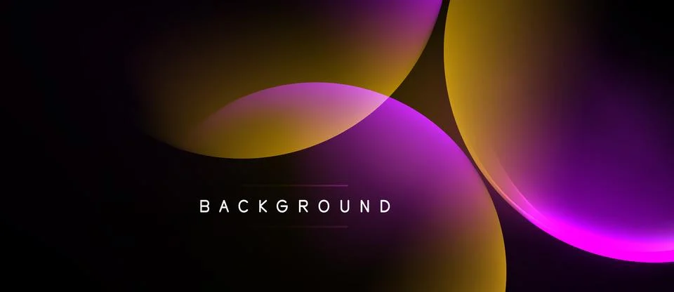 Abstract fluid shapes overlap, creating vibrant color gradients. Dark backg.. Stock Illustration