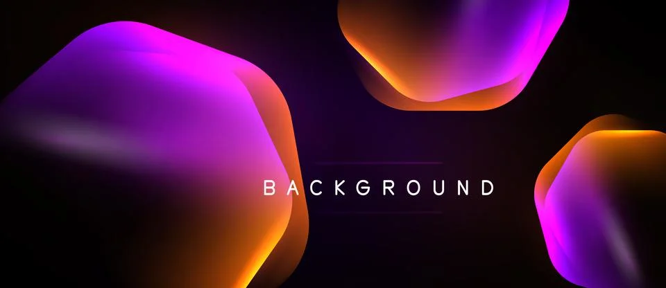Abstract fluid shapes overlap, creating vibrant gradients. Dark background Illustrazione stock