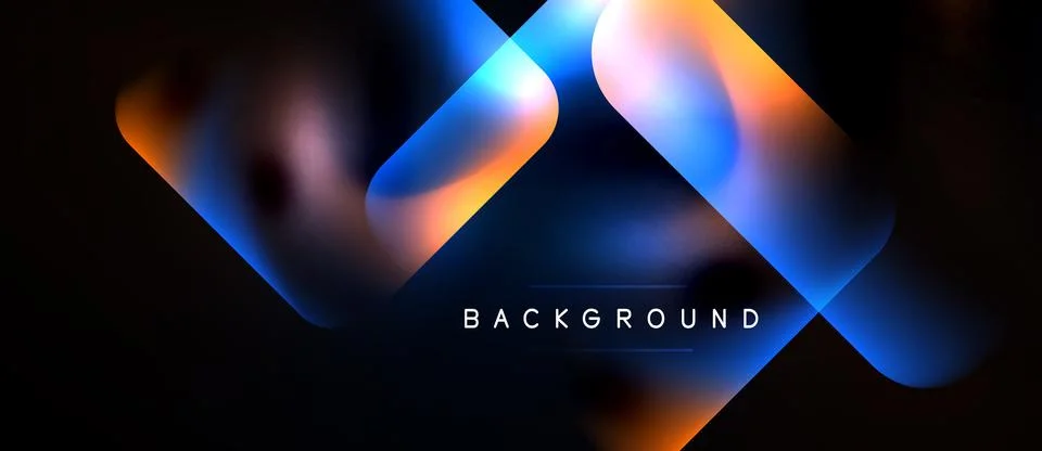 Abstract fluid shapes overlap, creating vibrant color gradients. Dark backg.. Stock Illustration