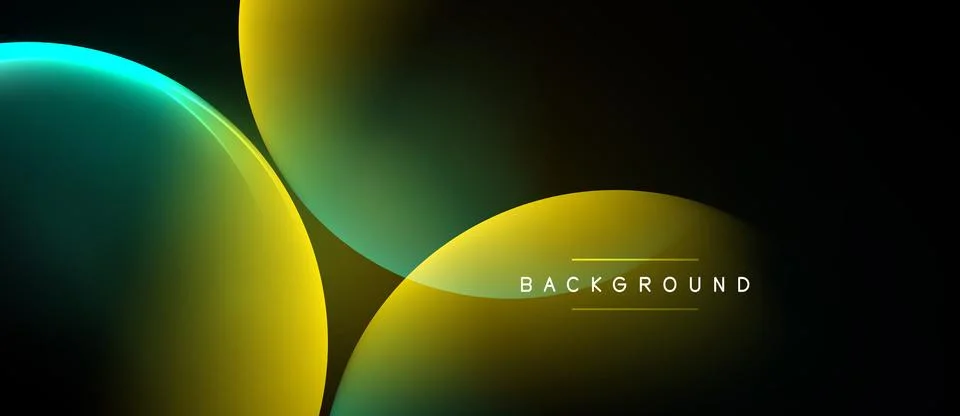 Abstract fluid shapes overlap, creating vibrant yellow, teal gradients. Dark Stock Illustration