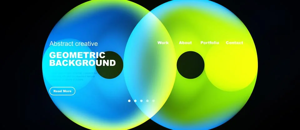 Abstract fluid shapes overlap, creating vibrant bluegreen gradient. Text Stock-Illustration