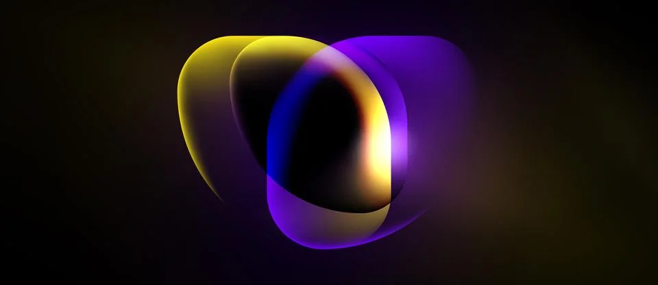 Abstract fluid shapes overlap, creating vibrant color gradients. Yellow, pu.. Stock Illustration
