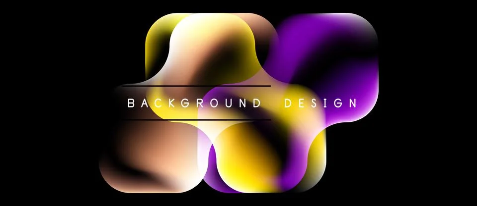 Abstract fluid shapes overlap, creating vibrant color gradients. Background Stock Illustration