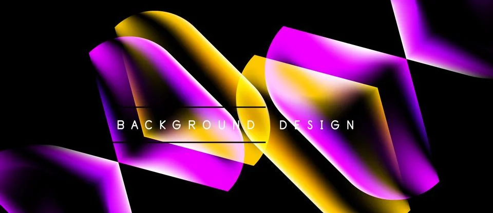 Abstract fluid shapes overlap, creating vibrant gradients. Dark background Stock Illustration