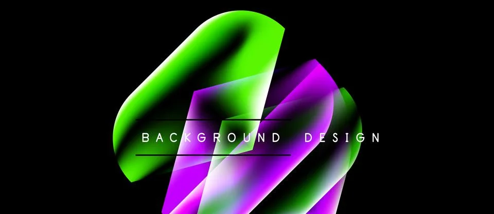 Abstract fluid shapes overlap, creating vibrant gradients. Text reads backg.. Illustrazione stock