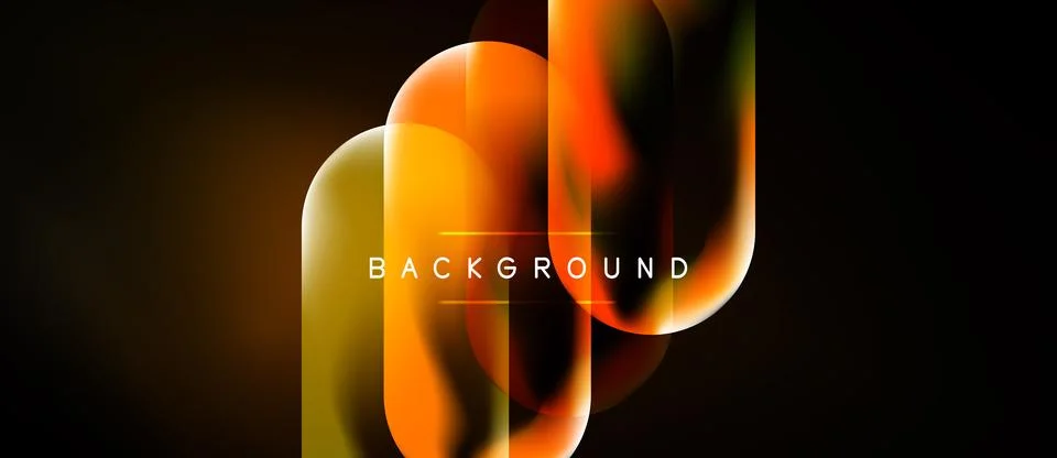 Abstract fluid shapes overlap, creating vibrant orange, yellow hues. Dark Stock Illustration