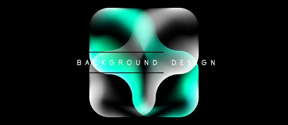 Abstract fluid shapes overlap, creating vibrant teal, silver gradients. Dark Stock Illustration